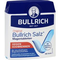 Verpackung von Bullrich Salz gegen Sodbrennen, 180 Tabletten.