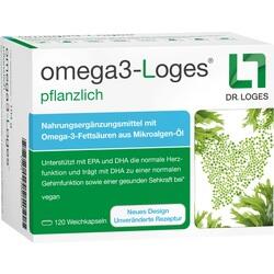 Eine Packung Omega-3-Loges Nahrungsergänzungsmittel mit 120 Kapseln.